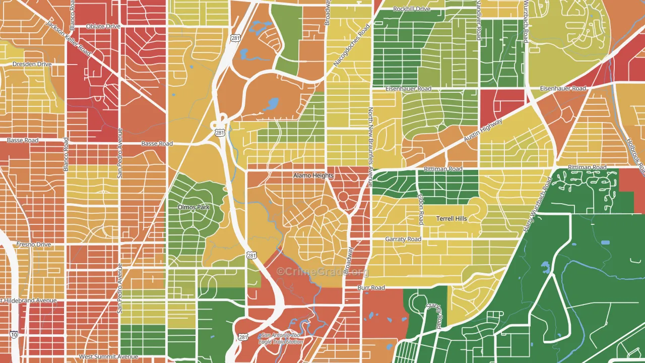 Alamo Heights, TX Map of Vandalism Rates