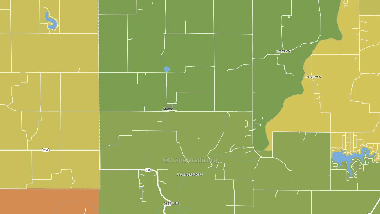 Alamo, IN Map of Vandalism Rates