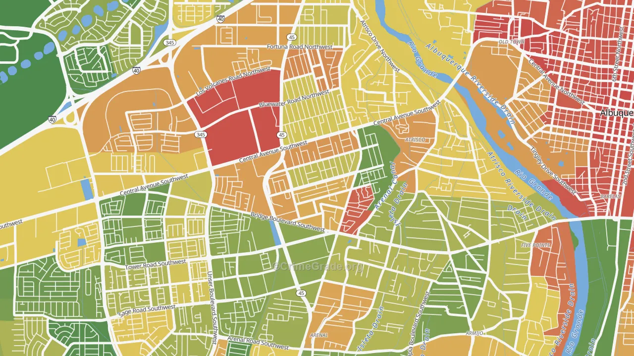 Alamosa, Albuquerque, NM Map of Vandalism Rates