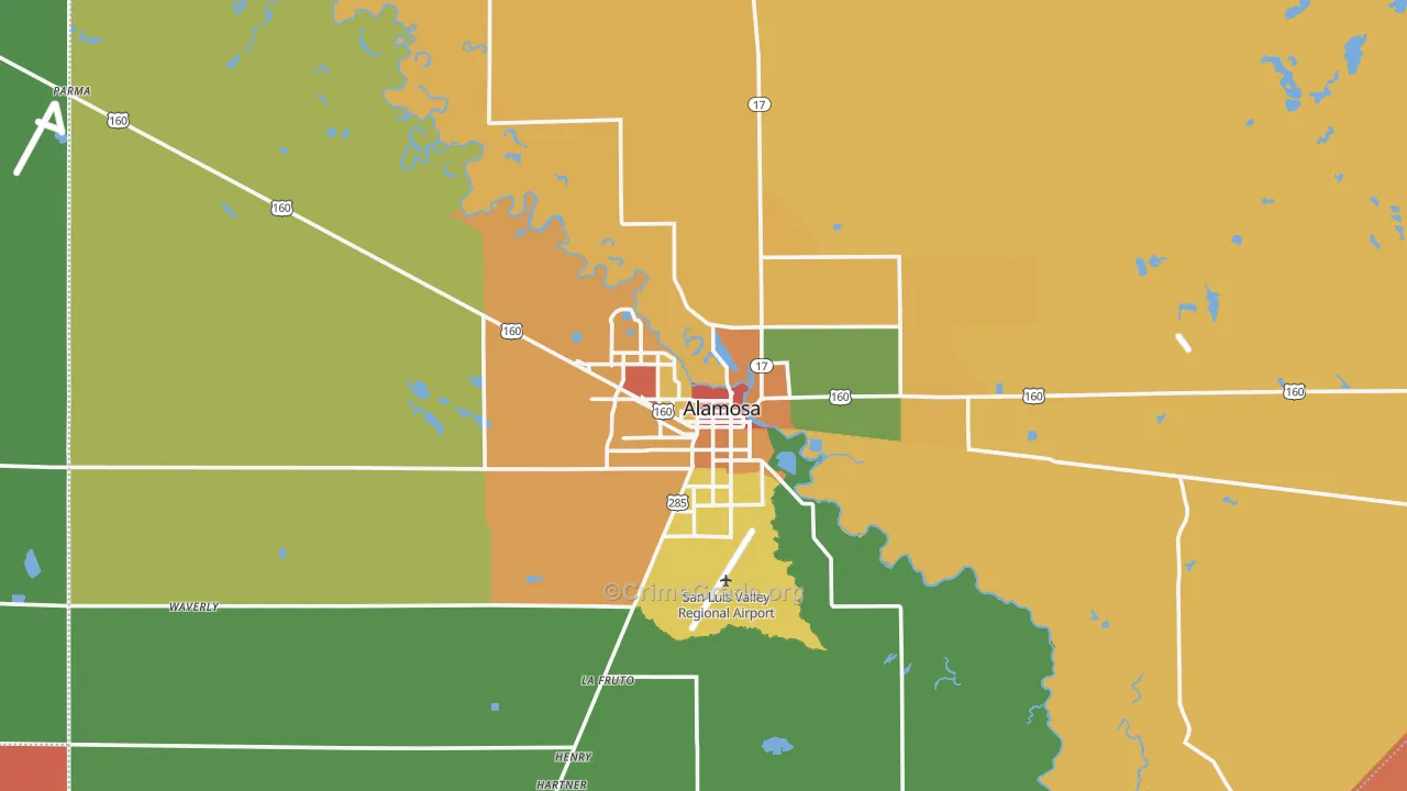 Alamosa, CO Map of Vandalism Rates