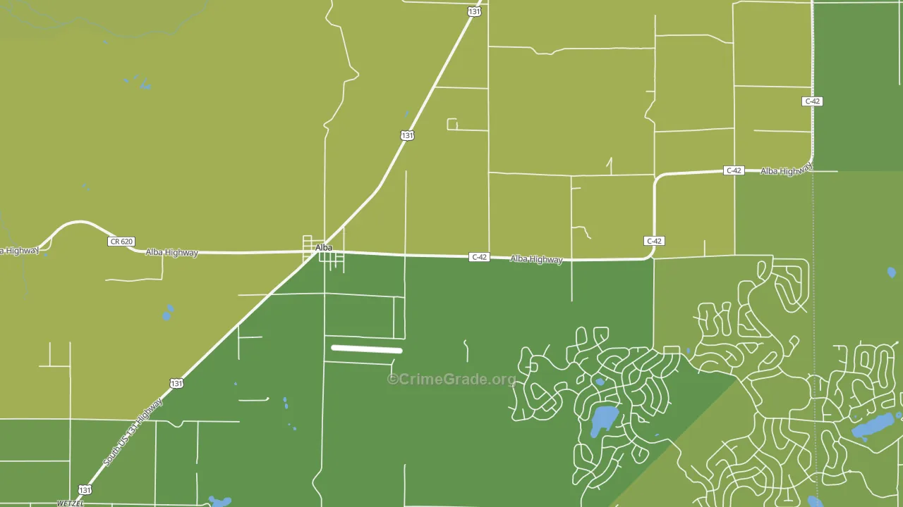 Alba, MI Map of Vandalism Rates