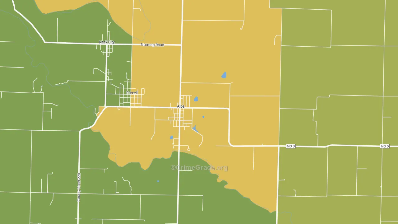 Alba, MO Map of Vandalism Rates