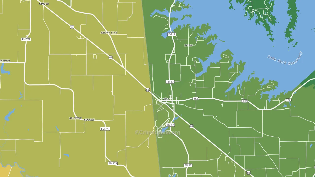 Alba, TX Map of Vandalism Rates