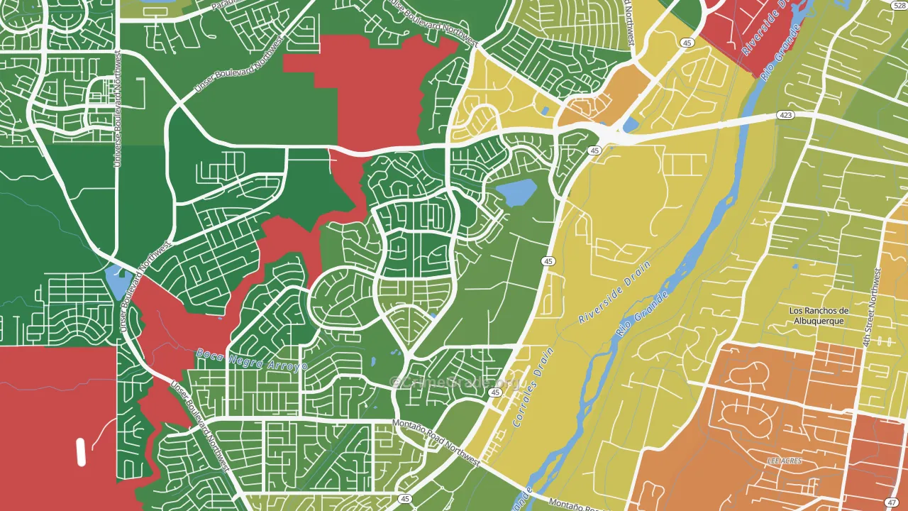Alban Hills, Albuquerque, NM Map of Vandalism Rates