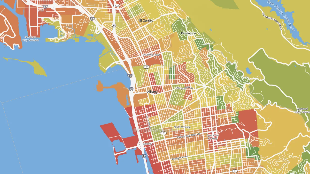 Albany, CA Map of Vandalism Rates