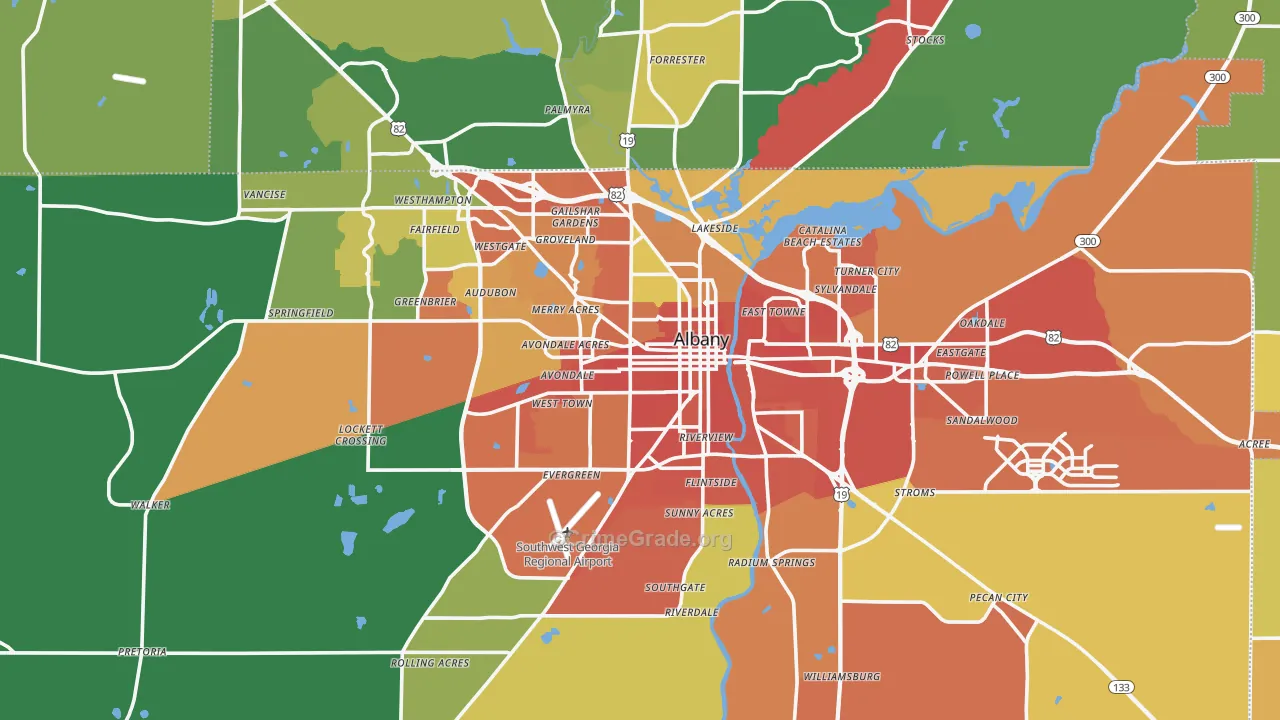 Albany, GA Map of Vandalism Rates