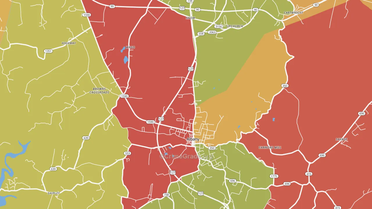 Albany, KY Map of Vandalism Rates