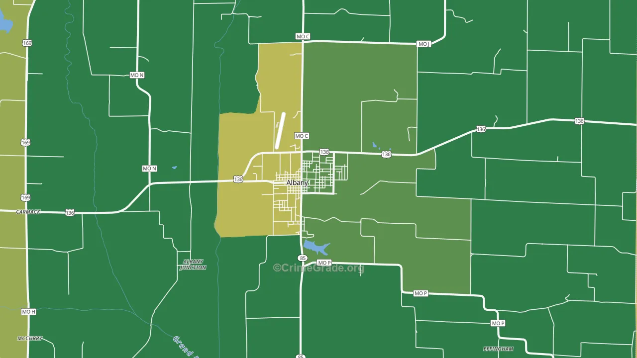 Albany, MO Map of Vandalism Rates