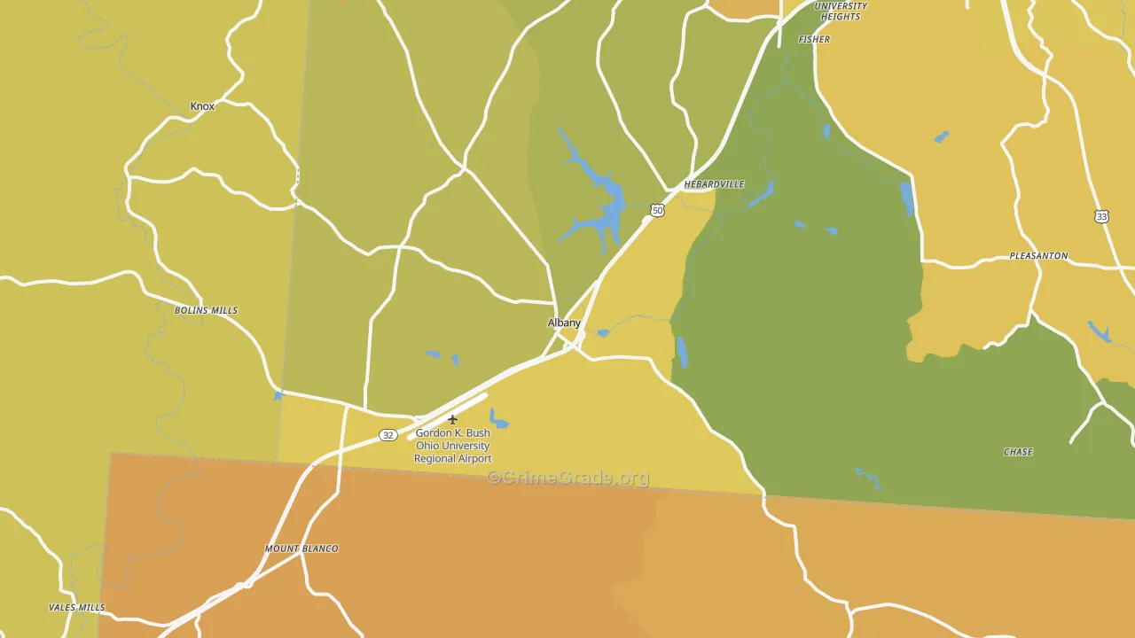 Albany, OH Map of Vandalism Rates