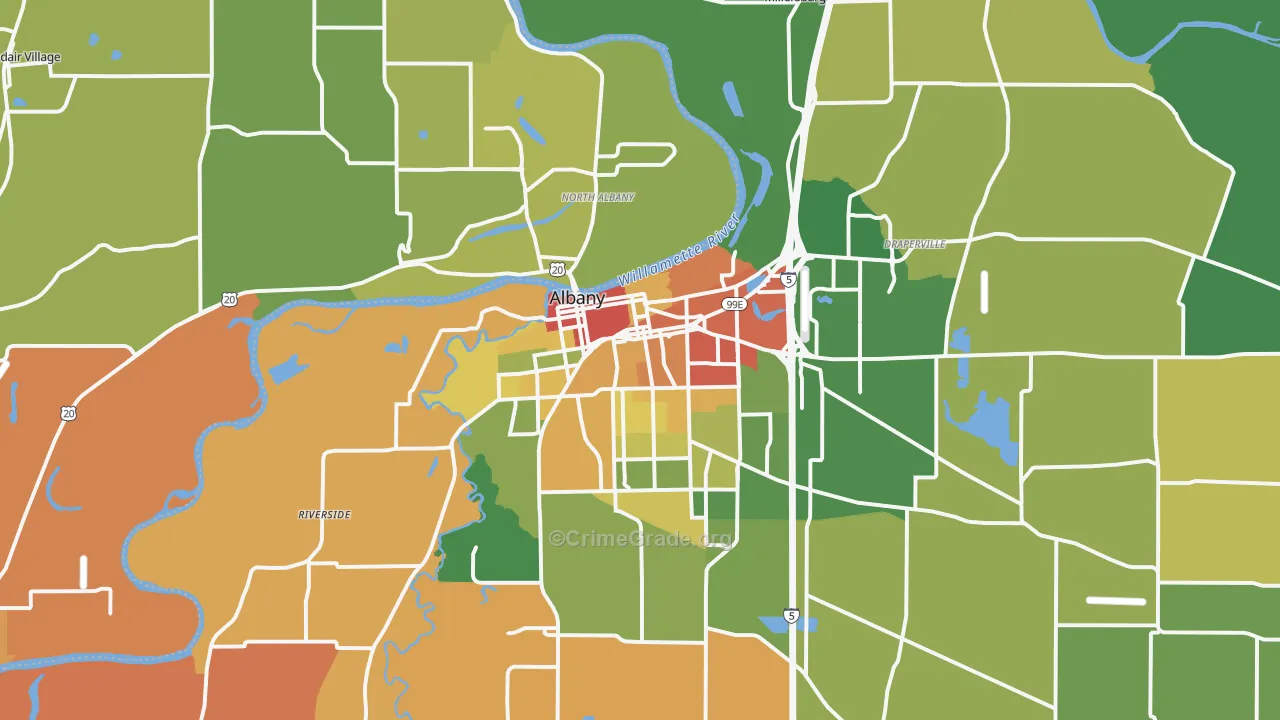 Albany, OR Map of Vandalism Rates