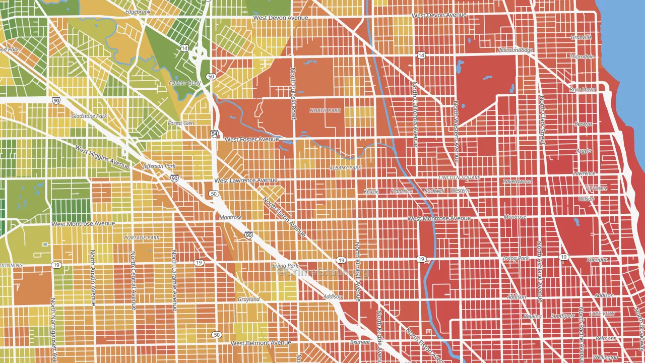 Albany Park, Chicago, IL Map of Vandalism Rates