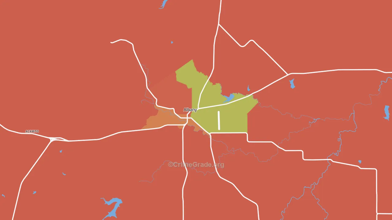 Albany, TX Map of Vandalism Rates