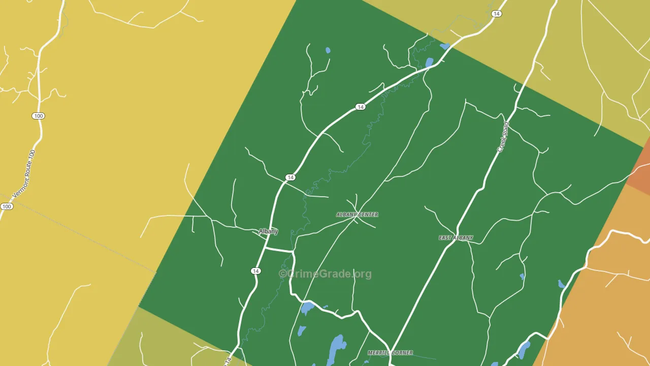 Albany, VT Map of Vandalism Rates