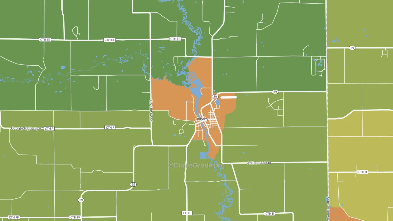 Albany, WI Map of Vandalism Rates