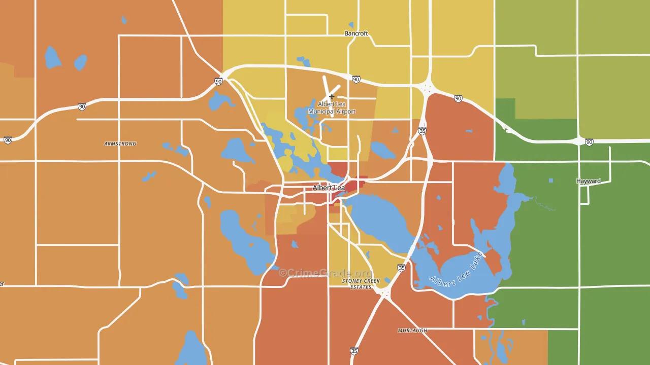 Albert Lea, MN Map of Vandalism Rates