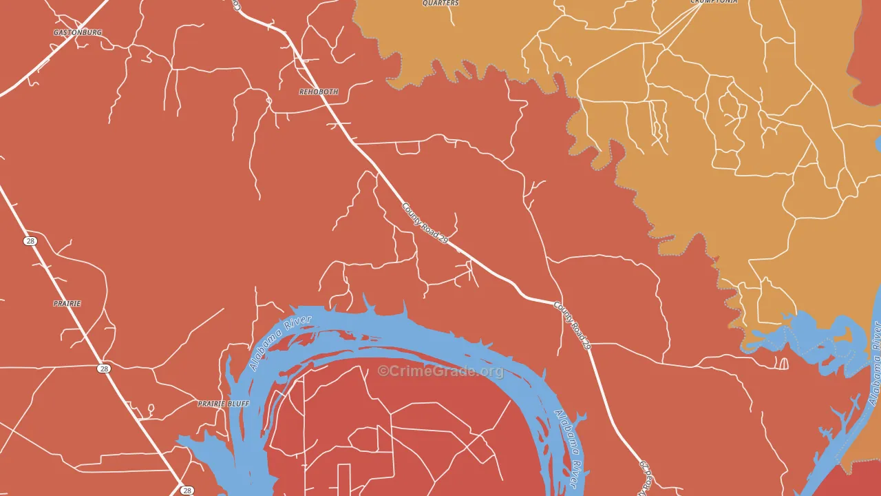 Alberta, AL Map of Vandalism Rates