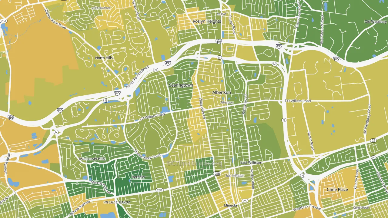 Albertson, NY Map of Vandalism Rates