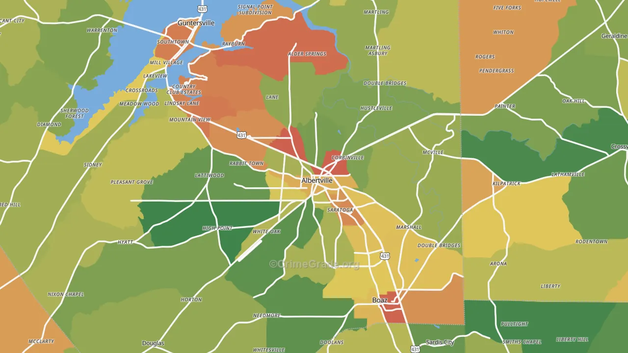 Albertville, AL Map of Vandalism Rates