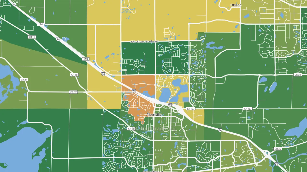 Albertville, MN Map of Vandalism Rates