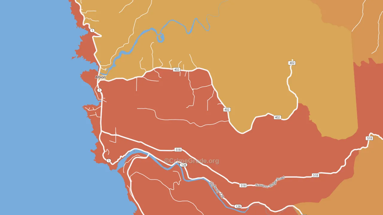 Albion, CA Map of Vandalism Rates