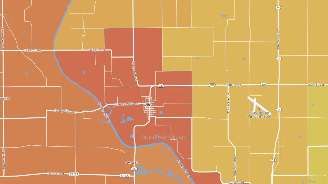 Albion, IA Map of Vandalism Rates