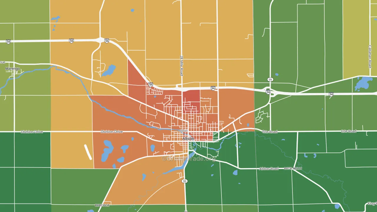 Albion, MI Map of Vandalism Rates