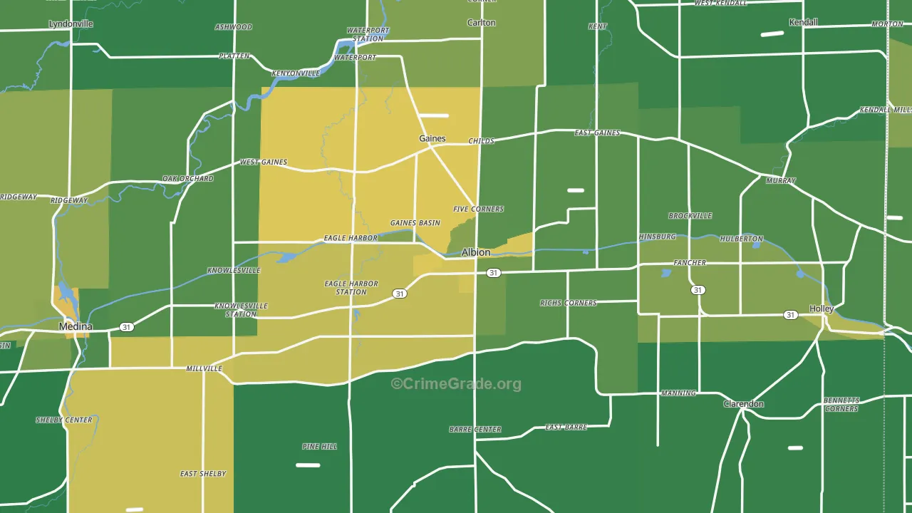 Albion, NY Map of Vandalism Rates