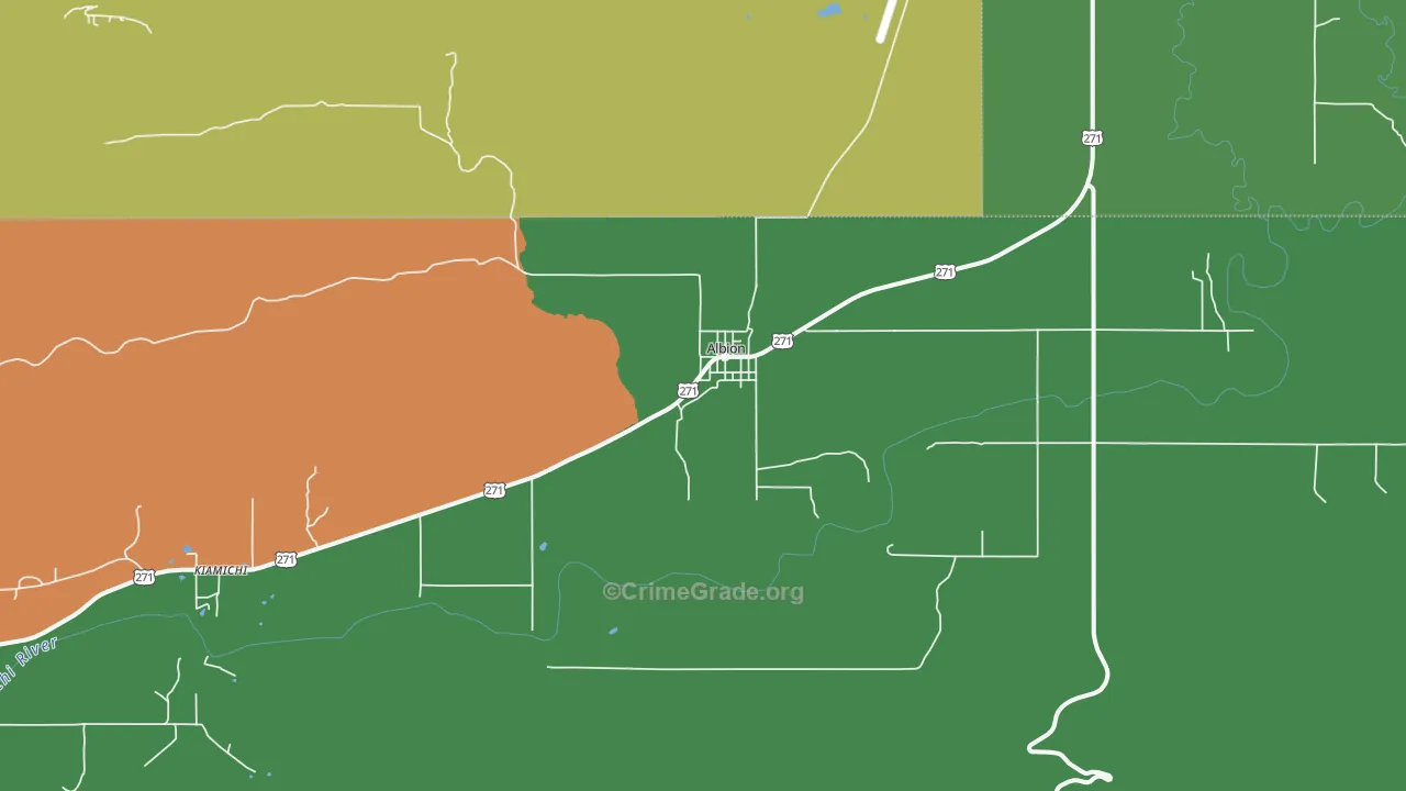 Albion, OK Map of Vandalism Rates