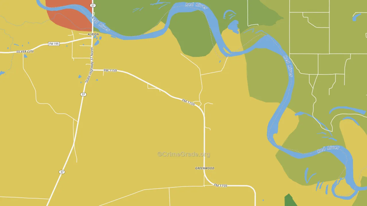 Albion, TX Map of Vandalism Rates