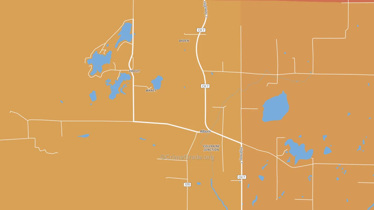 Alborn, MN Map of Vandalism Rates