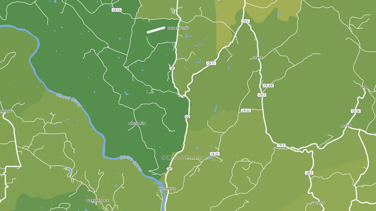 Albright, WV Map of Vandalism Rates