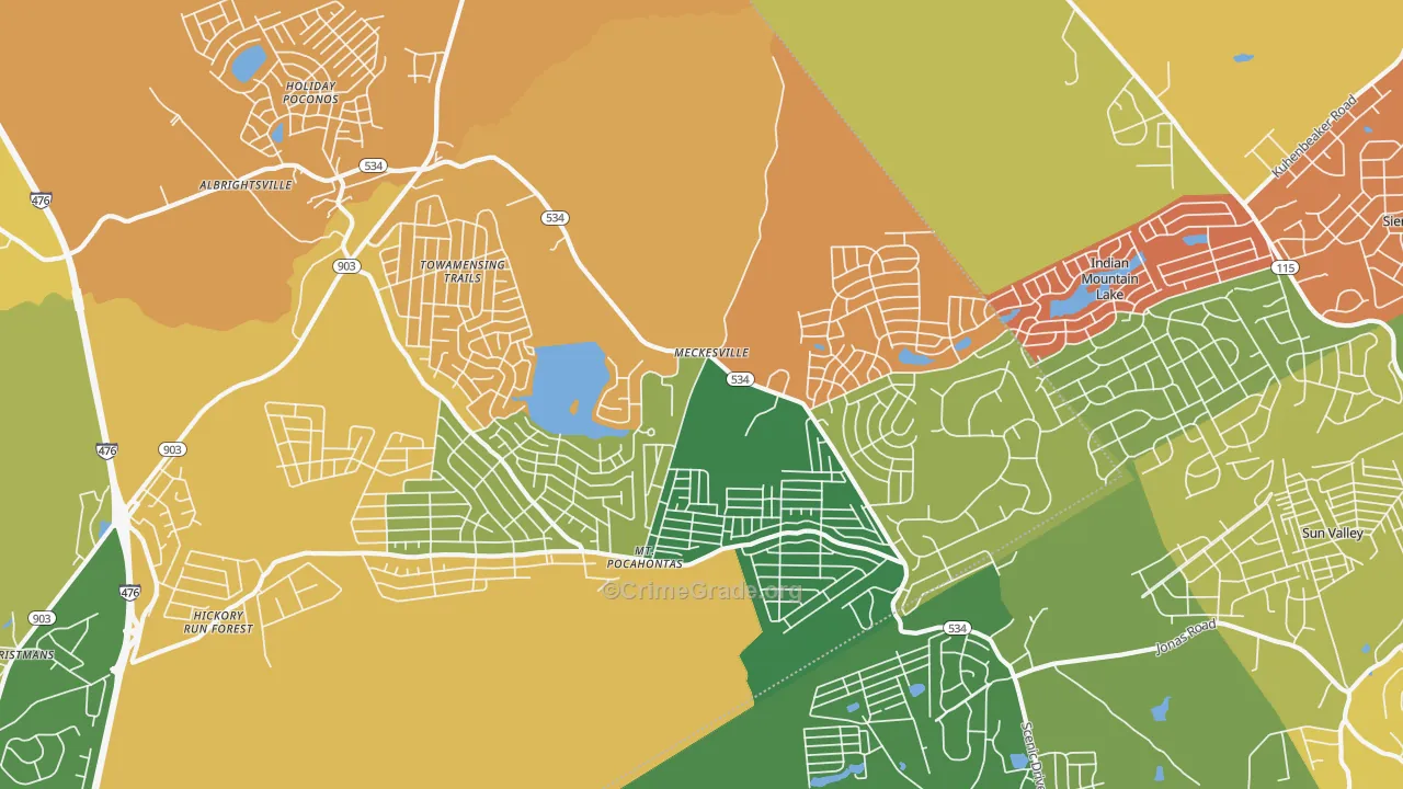 Albrightsville, PA Map of Vandalism Rates
