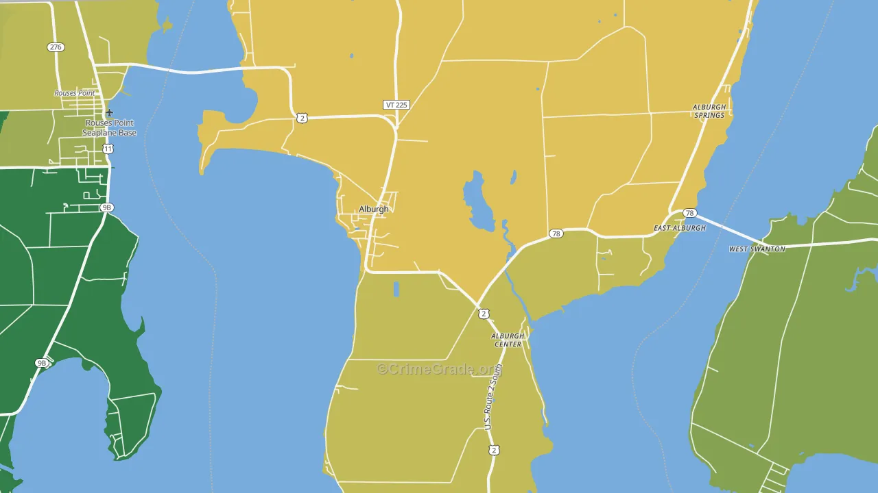Alburg, VT Map of Vandalism Rates