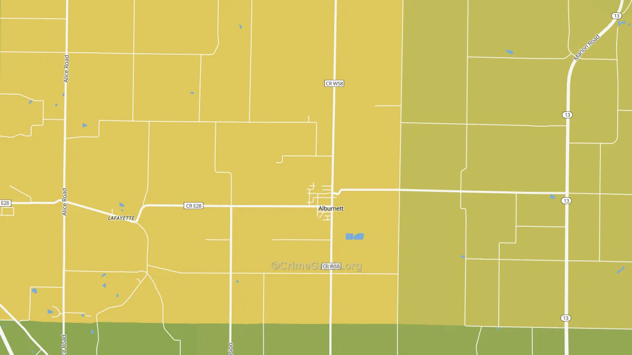 Alburnett, IA Map of Vandalism Rates