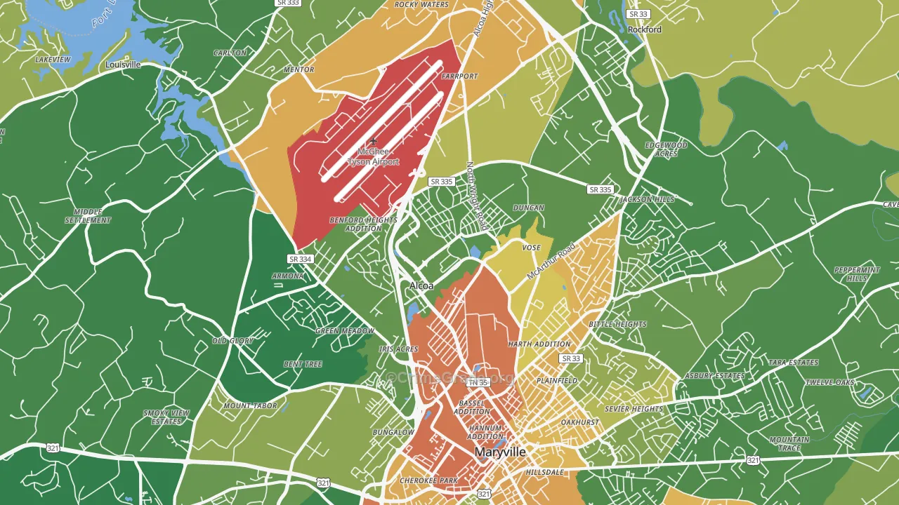 Alcoa, TN Map of Vandalism Rates