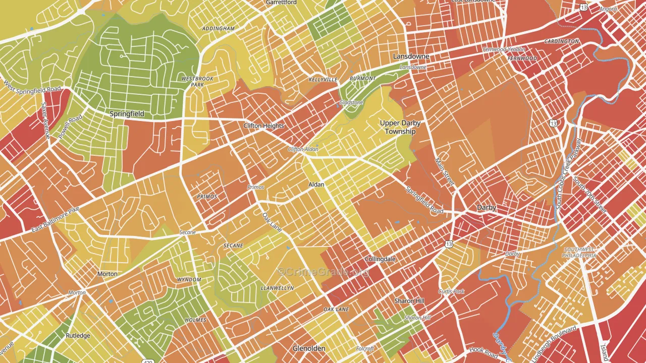 Aldan, PA Map of Vandalism Rates