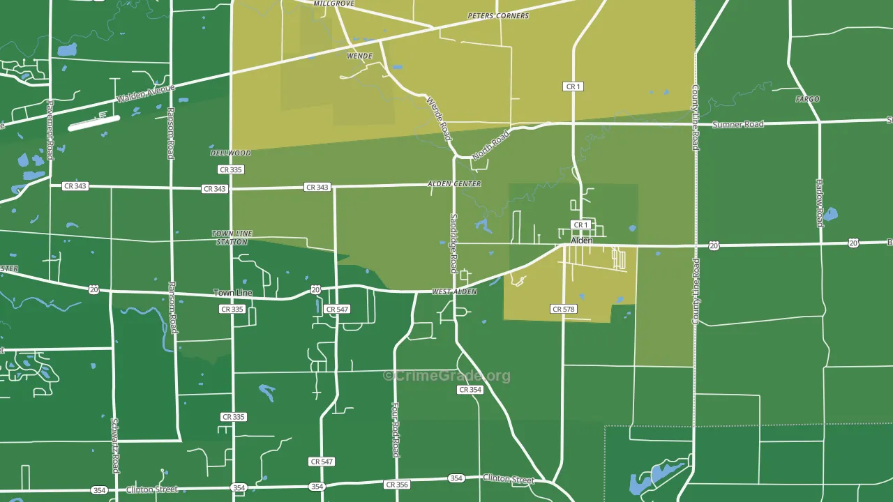 Alden, NY Map of Vandalism Rates