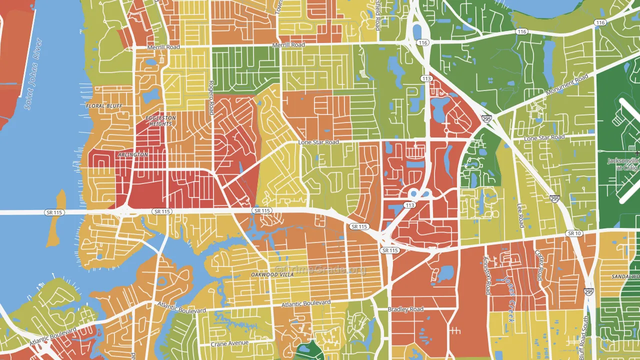 Alderman Park, Jacksonville, FL Map of Vandalism Rates