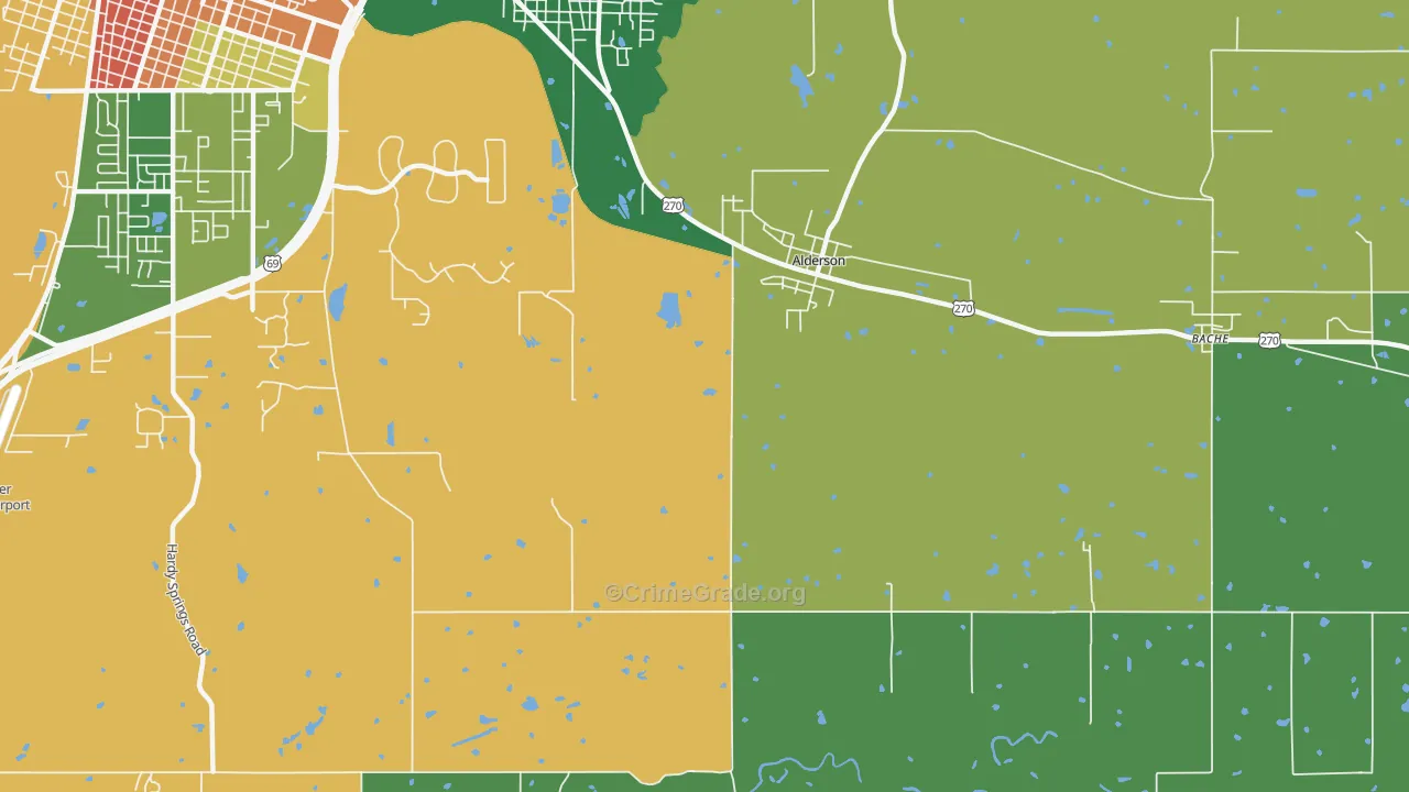 Alderson, OK Map of Vandalism Rates