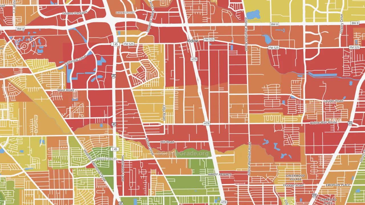 Aldine, TX Map of Vandalism Rates
