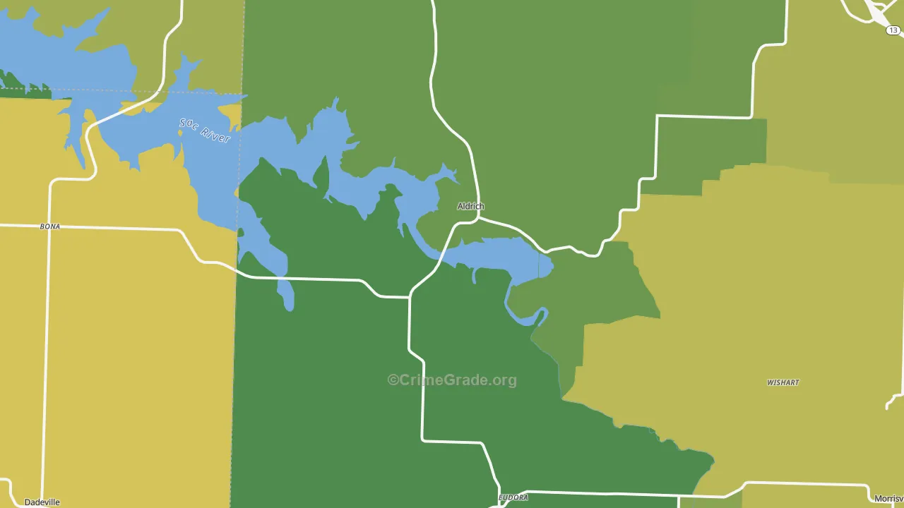 Aldrich, MO Map of Vandalism Rates