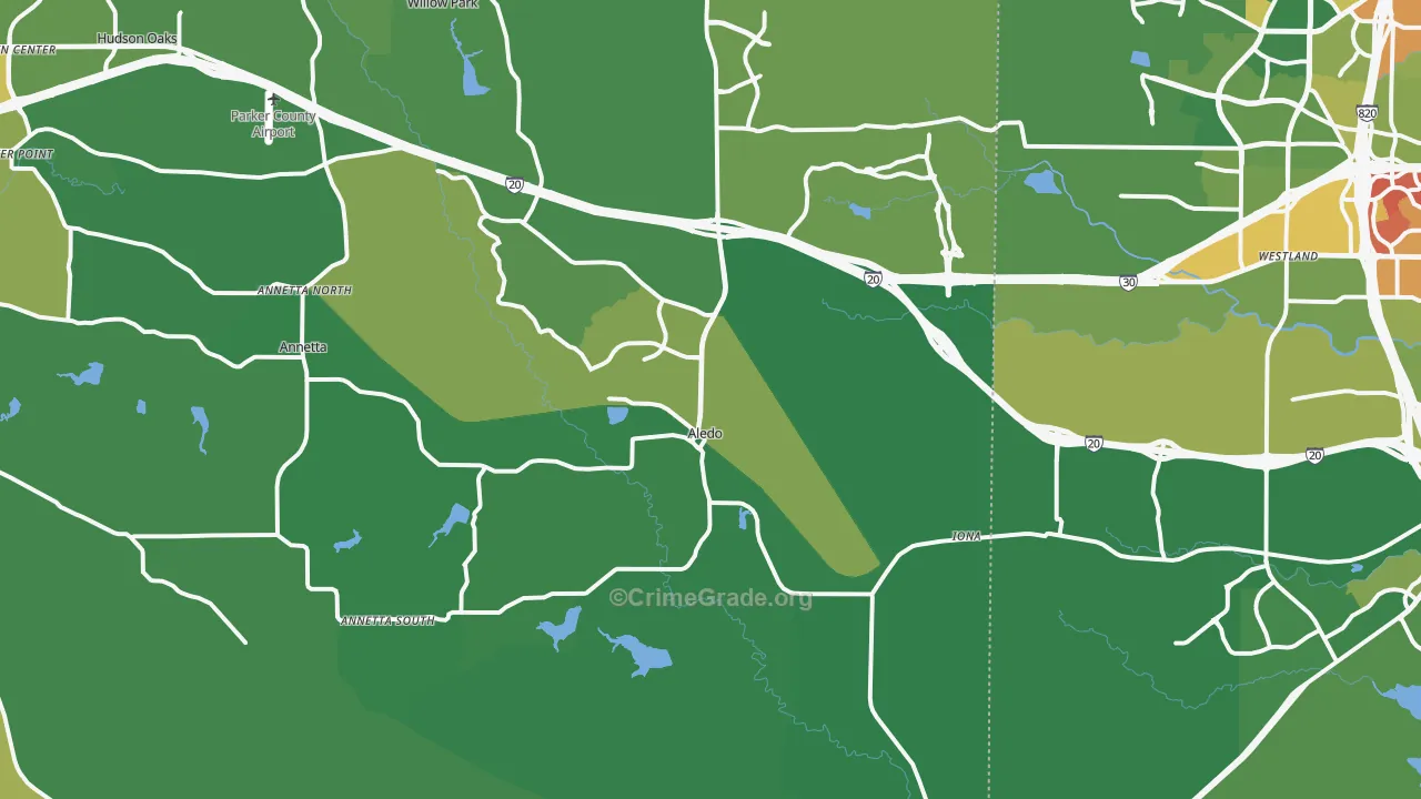 Aledo, TX Map of Vandalism Rates