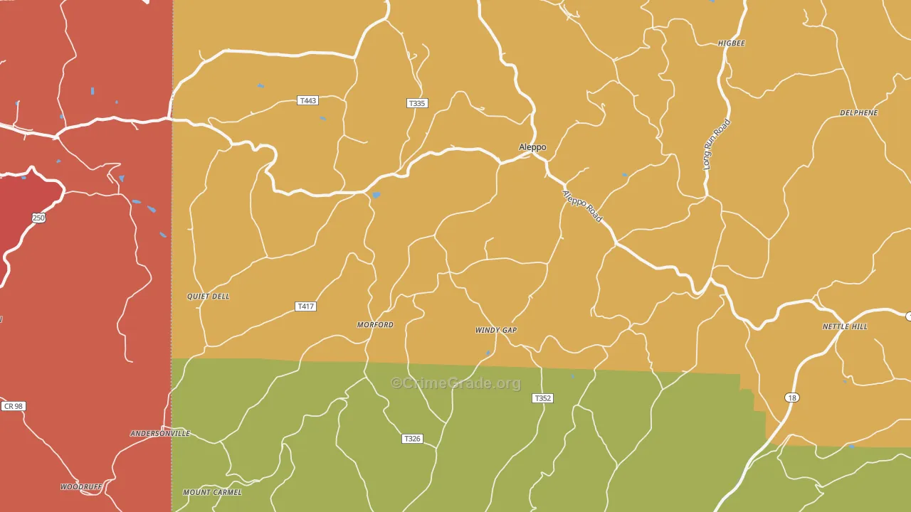 Aleppo, PA Map of Vandalism Rates