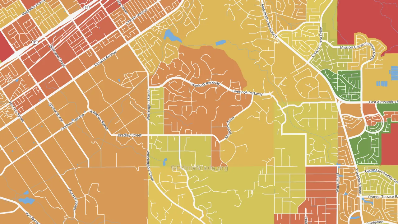 Alessandro Heights, Riverside, CA Map of Vandalism Rates