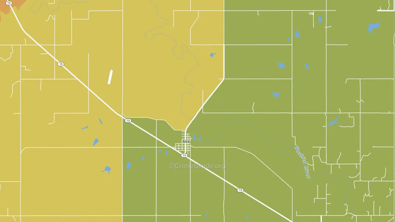 Alex, OK Map of Vandalism Rates