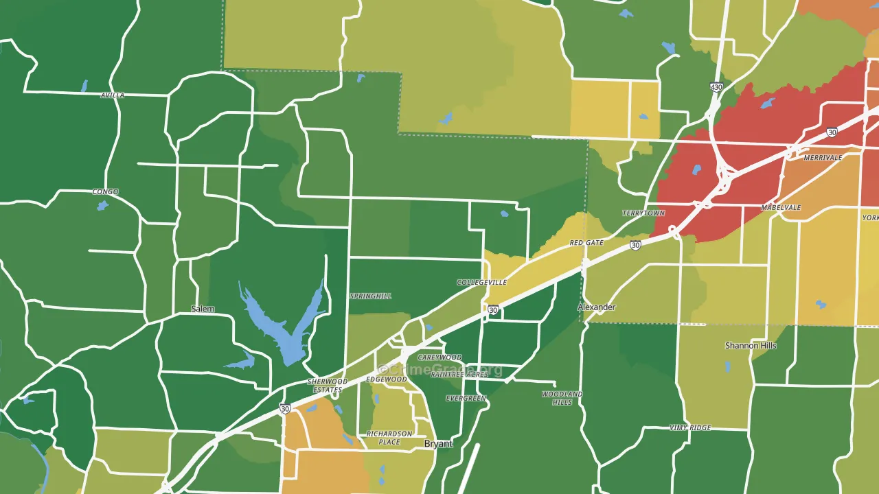 Alexander, AR Map of Vandalism Rates