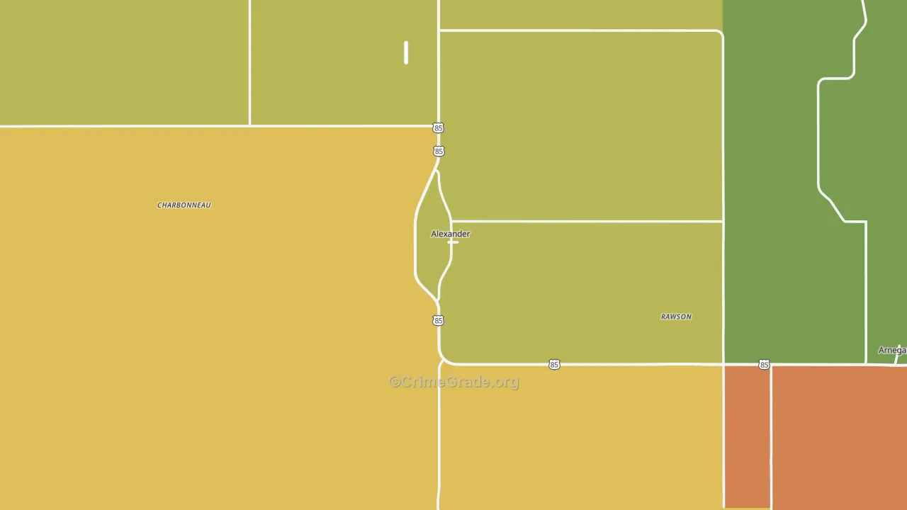 Alexander, ND Map of Vandalism Rates