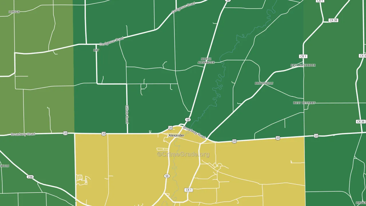 Alexander, NY Map of Vandalism Rates