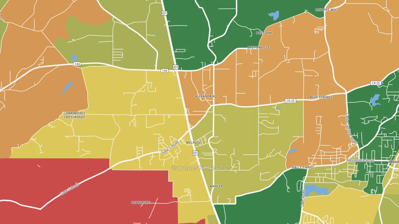 Alexandria, AL Map of Vandalism Rates