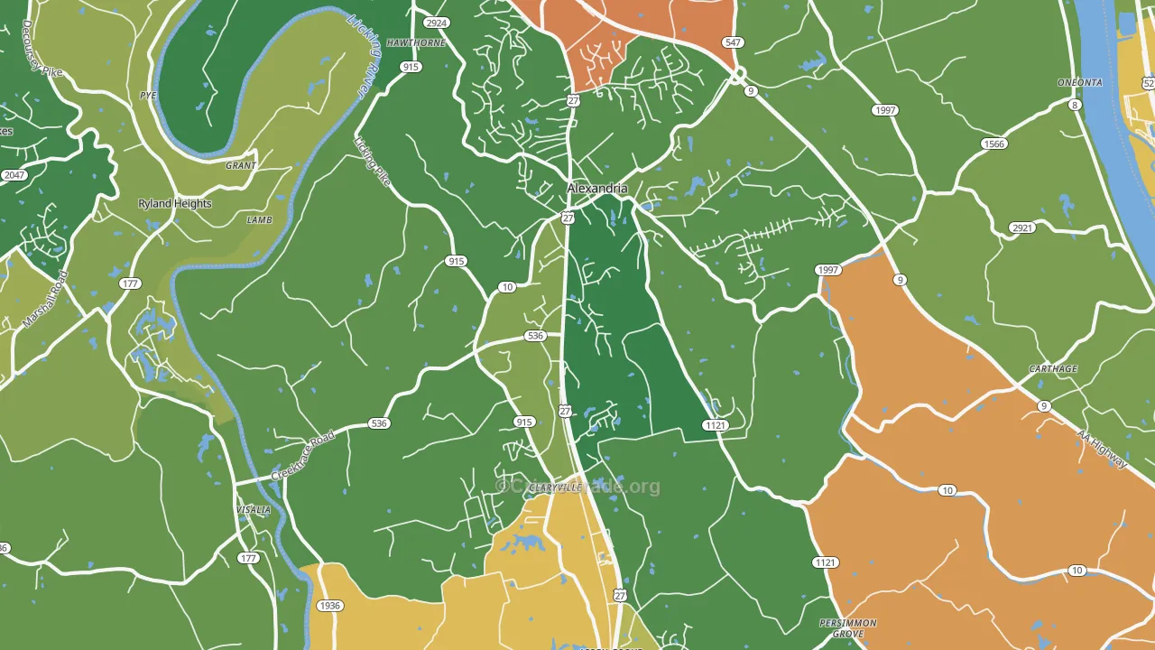 Alexandria, KY Map of Vandalism Rates
